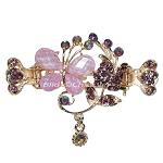 Haargreifer Schmetterling&Blume Haarspange Haarkneifer Haarklammer Metall & Strass lila violett gold 4463